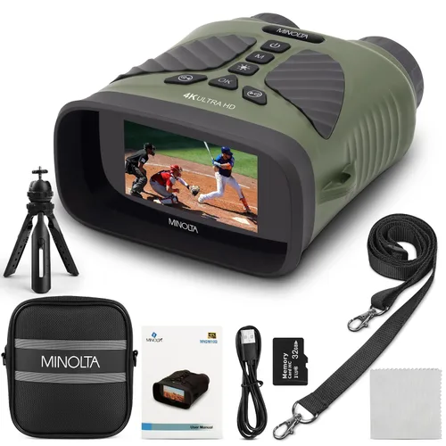 Vista 10 de Minolta Monocular digital de visión nocturna 10x25 con cámara de video HD 4K incorporada (negro)