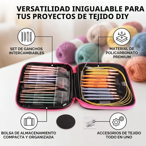 Vista 9 de Juego de agujas de tejer circulares intercambiables, versátil herramienta de tejer profesional para manualidades, principiantes, color madera, 13