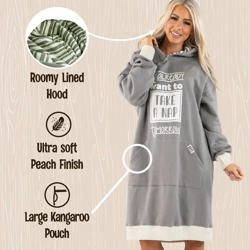 Vista 90 de Lazy One Sudadera con capucha de gran tamaño, ropa de dormir cómoda, vestido de suéter para mujer