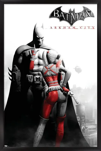 Vista 8 de Trends International DC Comics VIdeo Game - Póster de pared de Arkham City, arte clave, 14.725 x 22.375 pulgadas, versión enmarcada de madera
