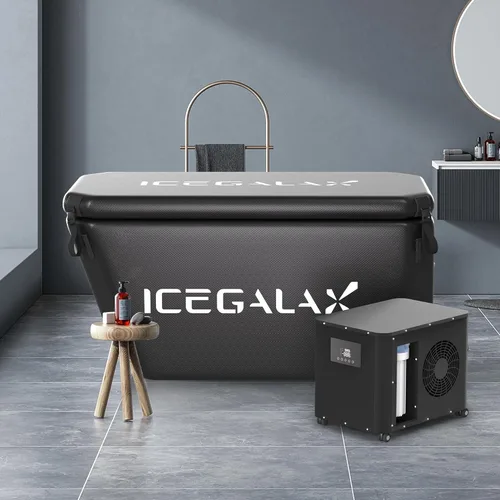 Vista 5 de Icegalax Bañera de hielo con enfriador de agua, bañera de hielo y enfriador para atletas, recuperación de fitness, juego de enfriador de bañera