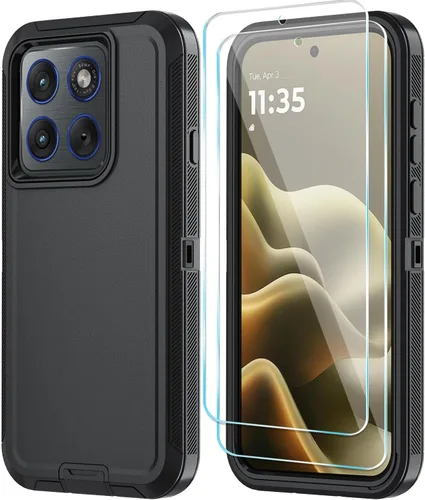 Vista 8 de Qinmay Funda para teléfono Motorola Moto Edge 5G 2026, color negro y gris NegroGris
