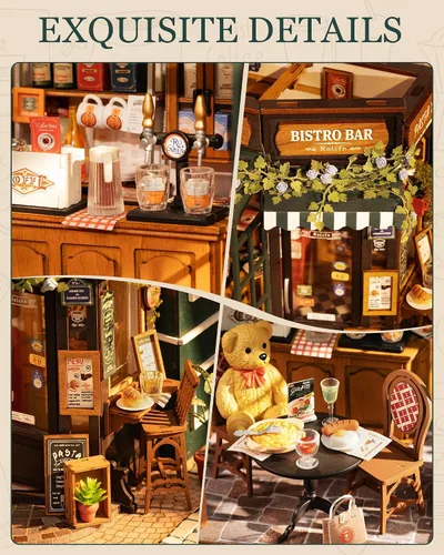 Vista 4 de Rolife - Kit de casa de muñecas en miniatura para cafetería, regalo creativo para adultos