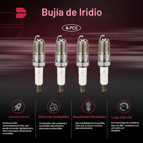 Vista 3 de BDFHYK Juego de 4 bujías de iridio compatibles con Focus Escape Transit Connect, compatibles con Mazda 3 Tribute, compatibles con Mercury Mariner