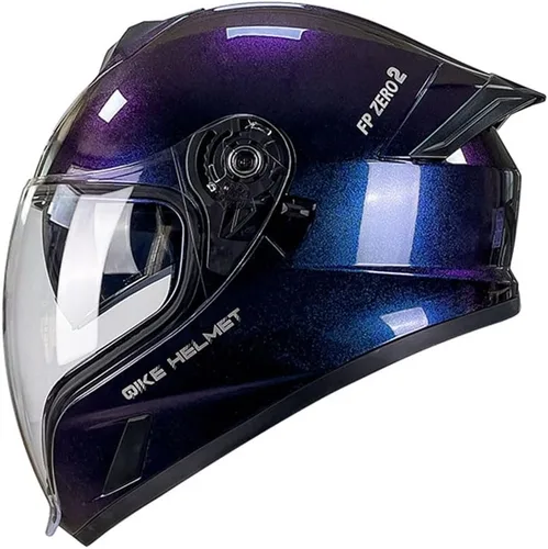 Vista 16 de Cascos de cara completa para hombre, color negro, para motocicleta, Street Bike Racing ATV con visera única, casco ligero retro de motocicleta