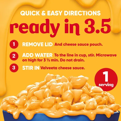 Vista 8 de Velveeta Shells & Cheese Original - Taza de macarrones con queso para microondas (taza de 2.39 onzas) para un aperitivo o cena fácil hecho