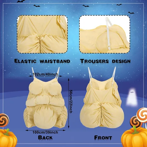 Vista 2 de Hotop Disfraz de Madea de anciana para adultos, mujeres y hombres, disfraz de vientre gordo para Halloween, cosplay, fiesta de disfraces, poliéster