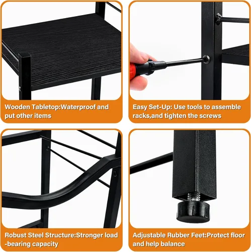 Vista 5 de TC-HOMENY Soporte para jarra de agua de 5 galones, estante de 3 niveles para dispensador, soporte organizador para hogar y oficina (negro)