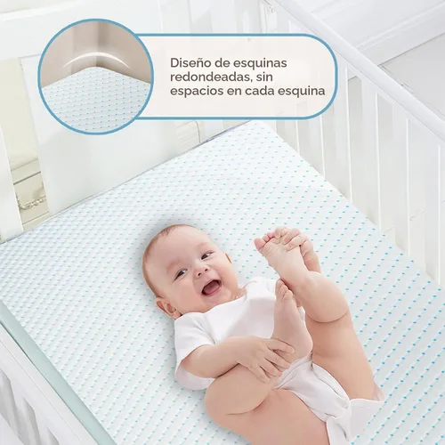 Vista 5 de Colchón mini para cuna, 38 x 24 x 4 pulgadas, colchón portátil de espuma viscoelástica de doble cara, suave y transpirable, para cunas mini