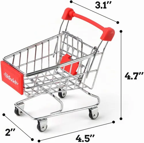 Vista 2 de Shindel - Mini carrito de compras, mango rojo y letrero