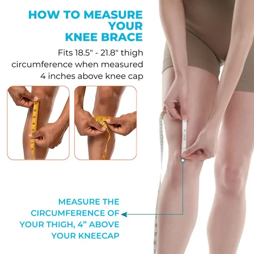 Vista 7 de Comfyorthopedic Rodillera Envolvente con Bisagras Ajustable Talla Grande Soporte de Rodilla con Estabilizadores Metálicos Laterales Removibles