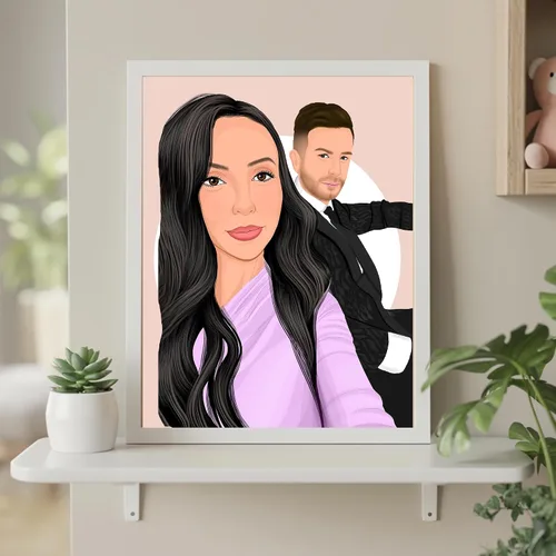 Vista 2 de Noni Retrato de pareja de acuarela personalizado de la foto, foto personalizada para pintar arte de pared, lienzo personalizado para pareja, regalo