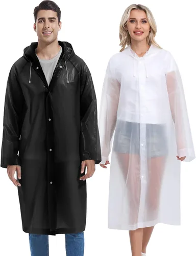 Vista 154 de 2 abrigos de lluvia de Borogo para adultos, chaquetas de lluvia reutilizables para hombres y mujeres