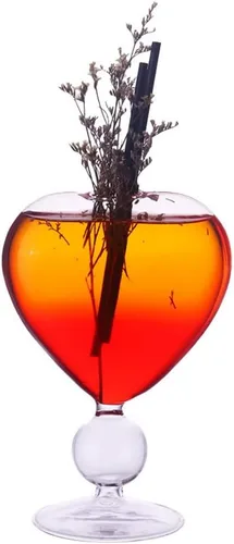 Vista 5 de Copas de vino con forma de corazón, copas de vino tinto creativas, copas de jugo de cóctel en forma de corazón de 10 onzas para fiestas, cenas