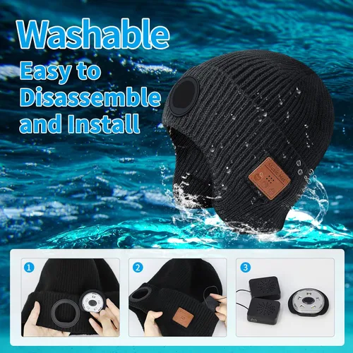 Vista 8 de Bluetooth Beanie with Light, HD Stereo Sound and Built-in Super Bright LED, Cool Gadgets Unique Tech Gifts for Men
