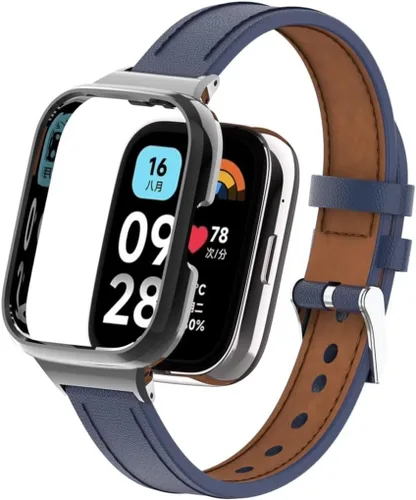 Vista 10 de Compatible con Xiaomi Redmi Watch 3 Active Bands, correa de repuesto de cuero para pulsera con marco de metal para Redmi Watch 3 Active