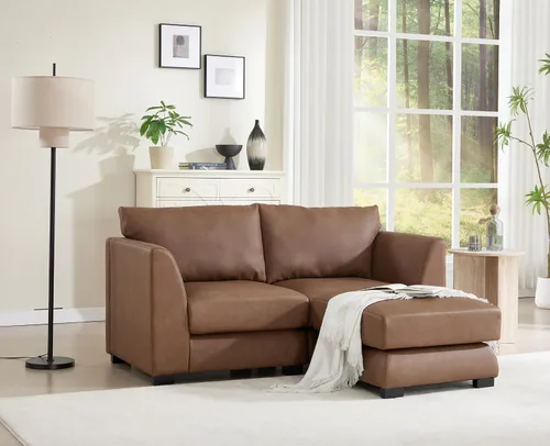 Vista 15 de EALSON Sofá modular seccional asiento medio sofá modular de piel sintética Asiento individual pieza seccional con funda extraíble marrón