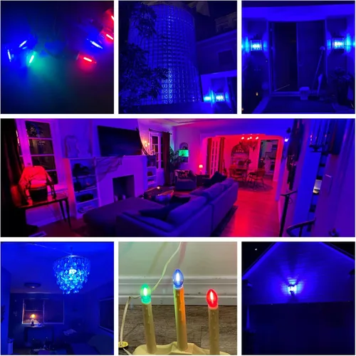 Vista 4 de ALIDE Bombilla de honor de policía azul E12 C7 T6 LED Nightlight Candelabro