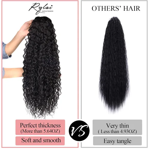 Vista 3 de Extensiones de cola de caballo de color marrón oscuro, extensiones de cabello humano real rizado con cordón, extensiones de cabello humano real