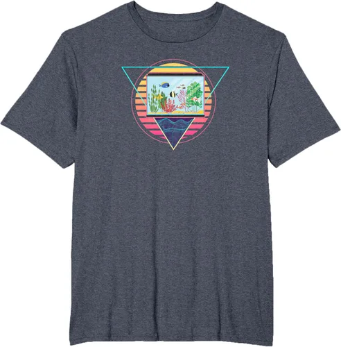Vista 22 de Futuristic Fish Tank Synthwave Vaporwave Aquarium Aesthetic T-Shirt Negro