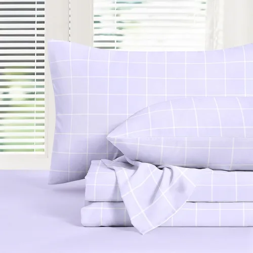 Vista 11 de Wake In Cloud - Sábanas geométricas, juego de sábanas de 4 piezas, juego de sábanas de cuadros a cuadros a cuadros a cuadros, ropa de cama estética