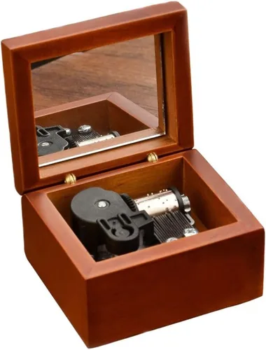 Vista 7 de Caja de música de madera enrollada con movimiento chapado en oro, increíble gracia, marrón