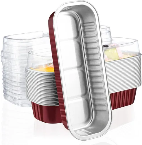 Vista 12 de EUSOAR Forros para magdalenas con tapas, 30 unidades de ramekins de papel de aluminio de 6.8 oz, mini moldes para pan de aluminio desechables