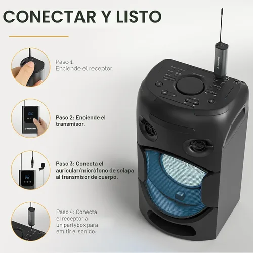 Vista 3 de Phenyx Pro PDP-1-1B Sistema de micrófono digital único/solapa/Lavalier Transmisor Bodypack, mini receptor, 15 canales, voces manos libres