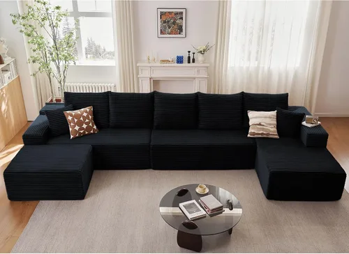 Vista 98 de Lakifun Sofá en Forma de L de 107" con Otomana, Seccional Modular Moderno Sofá Cómodo en Forma de U Nube, Asiento Profundo, Chaise Longue Cama