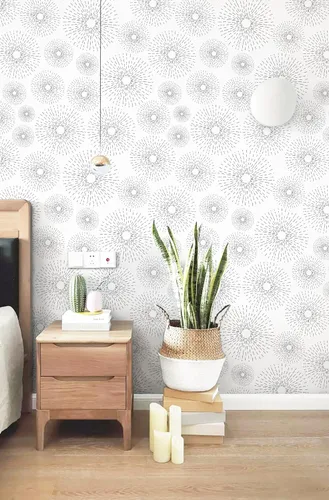 Vista 5 de Safiyya Papel tapiz de despegar y pegar en blanco y negro, papel de contacto geométrico, papel de pared moderno, autoadhesivo, extraíble