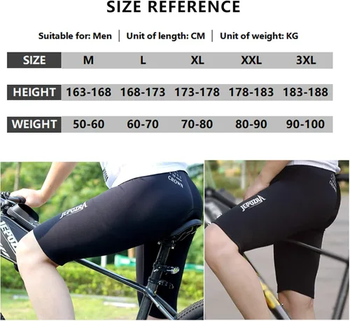 Vista 7 de JEPOZRA Pantalones cortos de ciclismo acolchados para bicicleta de montaña para hombre, pantalones cortos de compresión con cojín de silicona