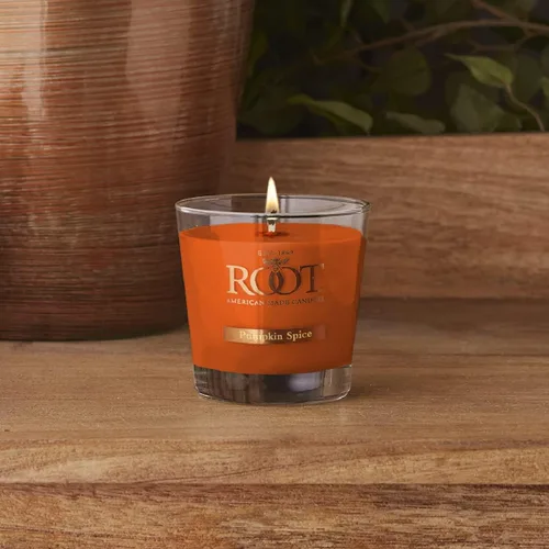 Vista 5 de Root Candles Velas Aromáticas de Otoño Panal de Miel Vela Artesanal Premium Mezcla de Cera de Abeja, Veriglass Pequeño, Especias de Calabaza