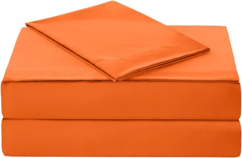 Vista 2 de ARTALL Juego de sábanas de 3 piezas con bolsillo profundo de microfibra cepillada 1800, tamaño individual, naranja