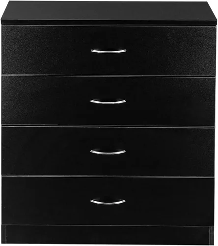 Vista 7 de Karl home Cómoda de 4 cajones, cómoda de almacenamiento moderna, mesita de noche de madera para dormitorio, sala de estar (negro)