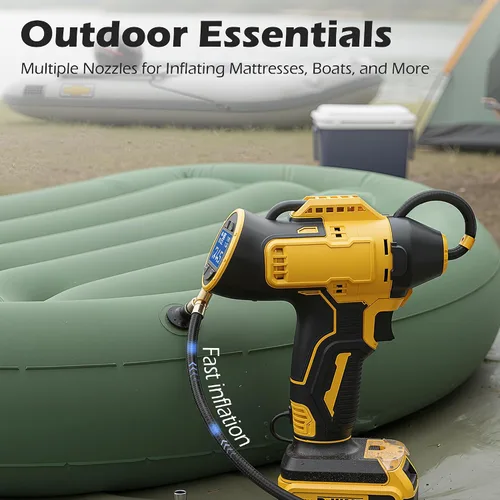Vista 4 de Inflador de neumáticos inalámbrico compatible con batería Dewalt de 20 V MAX, bomba de aire de mano de 150 PSI, compresor de aire portátil