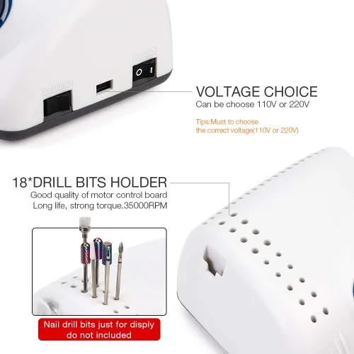 Vista 4 de 65W Fuerte 210 105L Uñas Taladros Manicura Pedicura Máquina Eléctrica Fuerte Lima de Uñas Pulido 35000RPM Uñas Arte Rectificado Dispositivo