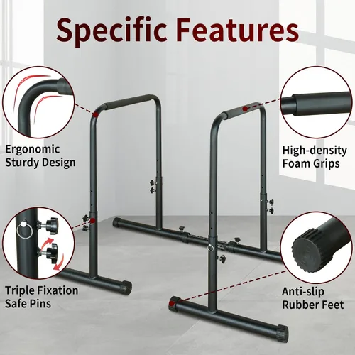 Vista 7 de Power Tower Dip Station Pull Up Bar Stand, Altura ajustable Equipo de entrenamiento de fitness multifunción resistente