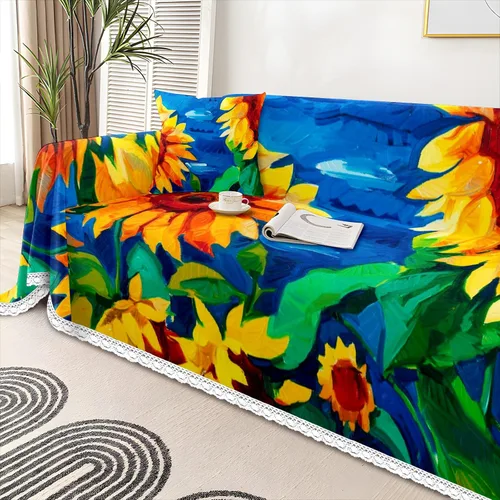 Vista 4 de Funda protectora de muebles de girasol para sofá de 3 cojines, resistente a las manchas Multi15