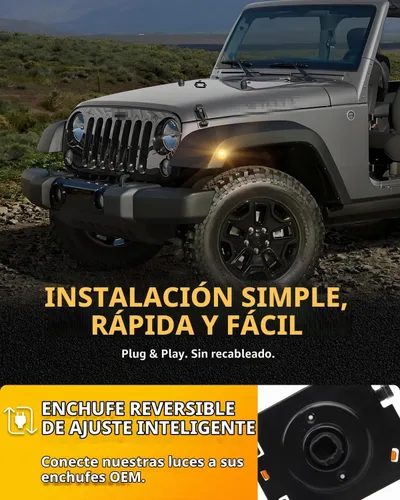 Vista 5 de Luces LED secuenciales de marcador lateral para guardabarros delanteros para J-e-e-p Wrangler JK 2007-2019, lámparas de marcador de parachoques