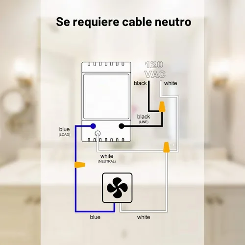 Vista 6 de [Nueva generación] Interruptor de sensor de humedad, interruptor de control automatizado para ventilador de baño en la pared, detección de humedad