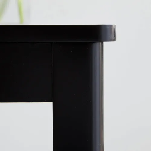 Vista 6 de Livinia Cabin 33.5" Mesa de comedor de madera/Mesa de cocina rectangular pequeña moderna de madera maciza de estilo granja (negra)