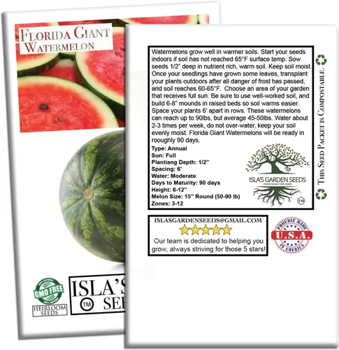 Vista 7 de Cultiva enormes sandías gigantes de Florida, más de 25 semillas de reliquia sin OMG de Isla's Garden Seeds, melones masivos de 40 a 50 libras