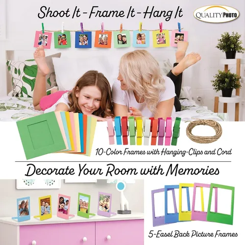 Vista 5 de Fujifilm Cámara instantánea Instax Mini 12 con funda, 20 impresiones de Fujifilm (rosa flor), calcomanías decorativas, marcos, álbum de fotos y más