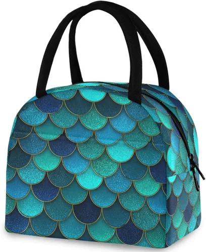 Vista 20 de Bolsa de almuerzo reutilizable con diseño de panal de abeja vintage, con bolsillo frontal, cierre de cremallera, bolsa térmica térmica