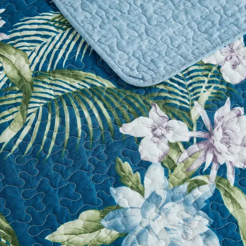 Vista 4 de Tommy Bahama - Juego de colcha tamaño Queen, ropa de cama reversible de algodón con fundas a juego, juego de ropa de cama transpirable para todas