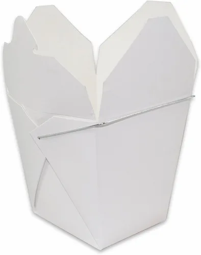 Vista 4 de MULMEHË Chinese Take Out - Cajas de comida de tamaño cuarto de galón, mango de alambre de metal, color blanco, 32 onzas, paquete de 40