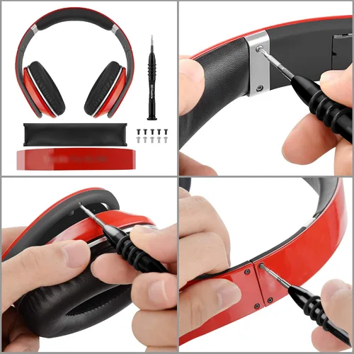 Vista 4 de Geekria Herramienta de reparación de repuesto para diadema con 10 tornillos + kit de herramientas de destornillador, herramienta de fijación