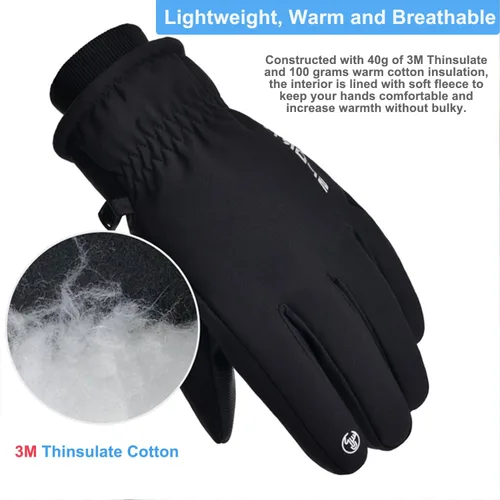 Vista 5 de Timepoch Guantes de invierno para hombres y mujeres, guantes cálidos para pantalla táctil, resistentes al viento, guantes térmicos, guantes de nieve
