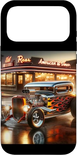 Vista 22 de Classic Hot Rod Retro Vintage Custom Hotrod Car Illustration Case for iPhone 17