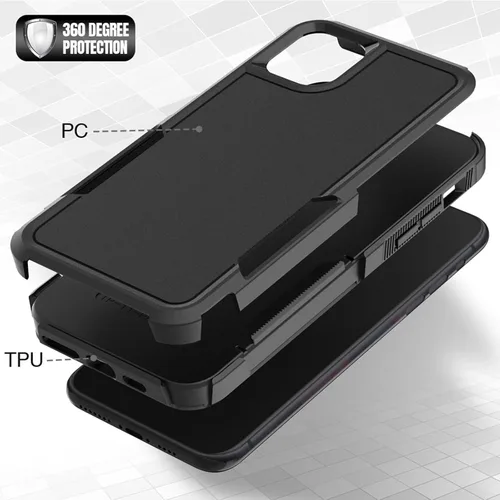 Vista 5 de MDCN Funda para iPhone 11: funda protectora de doble capa resistente para teléfono celular, a prueba de golpes, resistente, con protector
